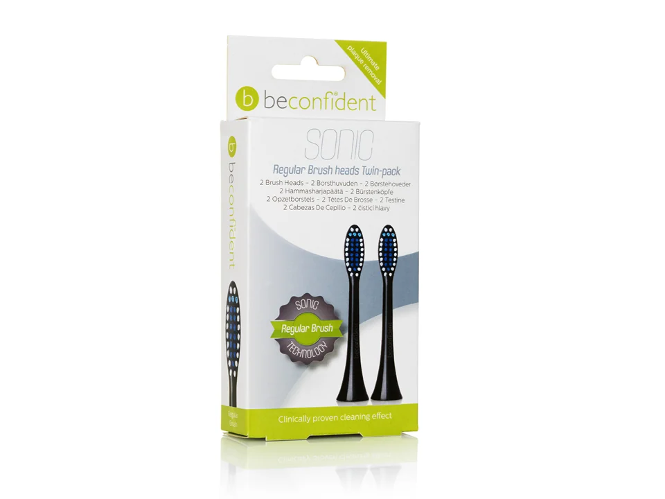 Beconfident Sonic Tandborsthuvuden Regular svart 2-pack