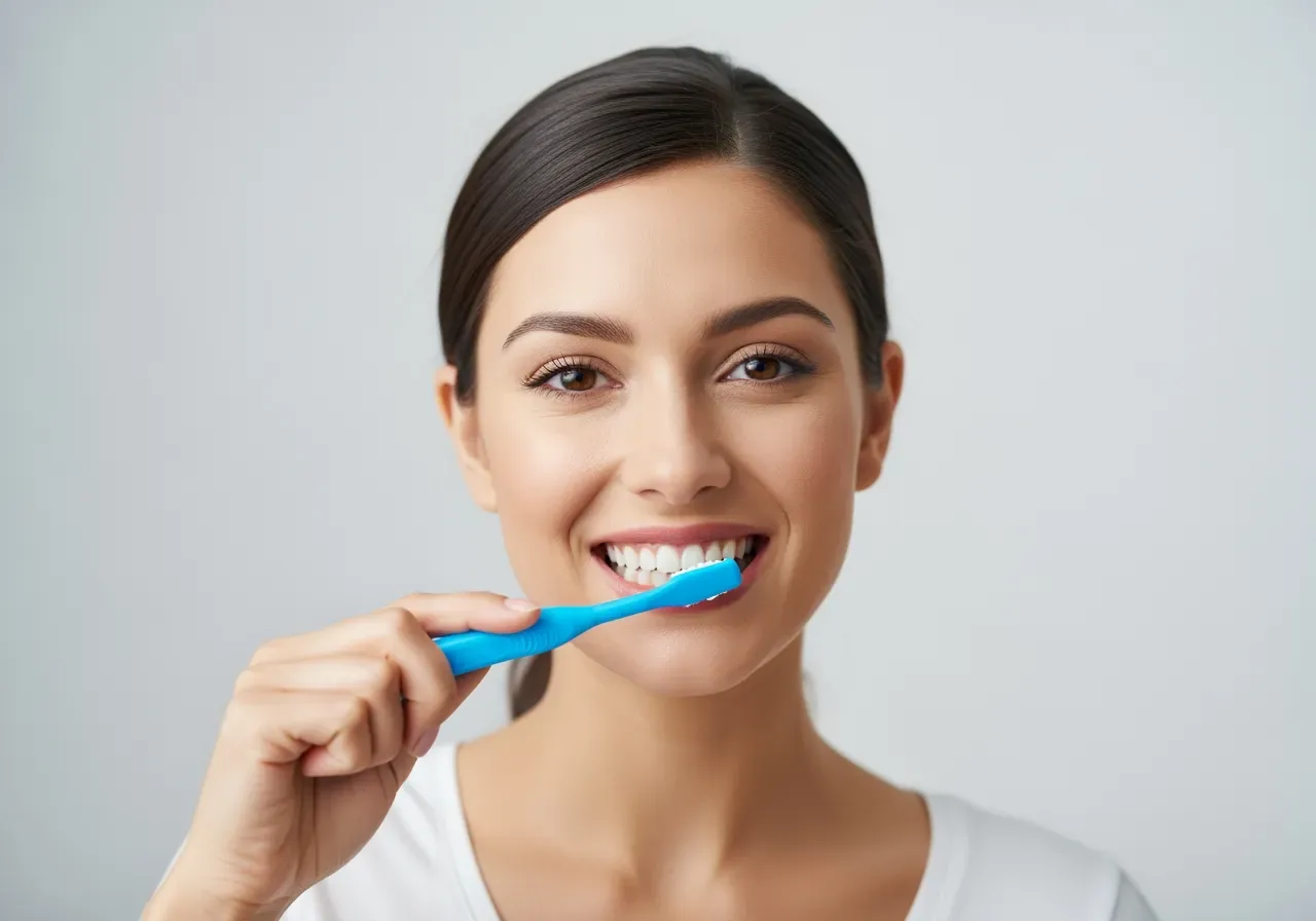 Kvinna borstar sina tänder